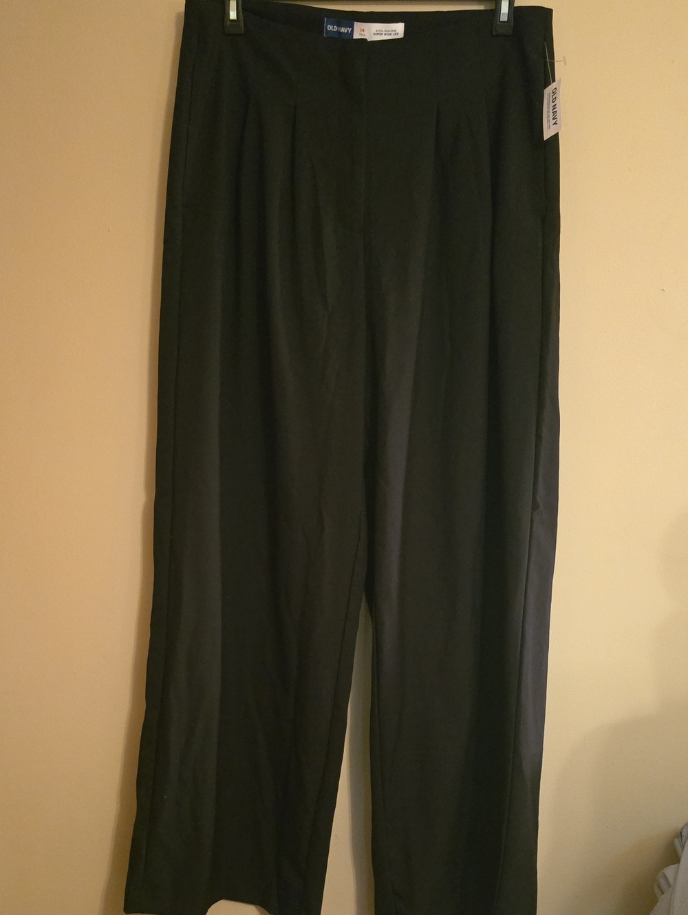 New Old Navy Women’s 14 Tall Black Super High Rise Wide Leg Dress Pants Trousers